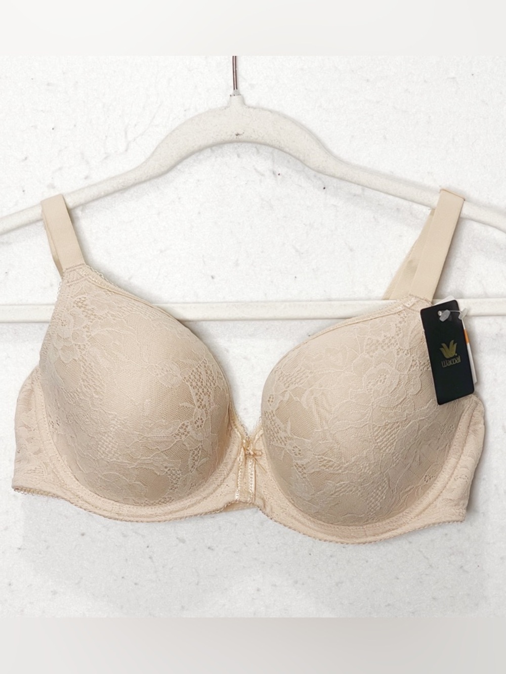 WACOAL Lace Finesse Underwire T-Shirt Bra 853201 34DD Sand Delicate Seamless